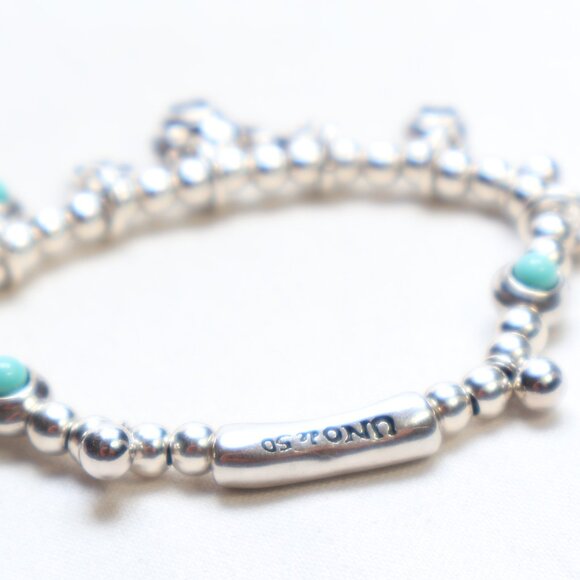 Uno de 50 Silver Tone Worship Turquoise Stretch Bracelet $80 MISSING 2 STONES! - Picture 5 of 5